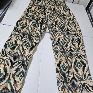 Flor - Patterned Satin Drawstring Women's Trousers- S